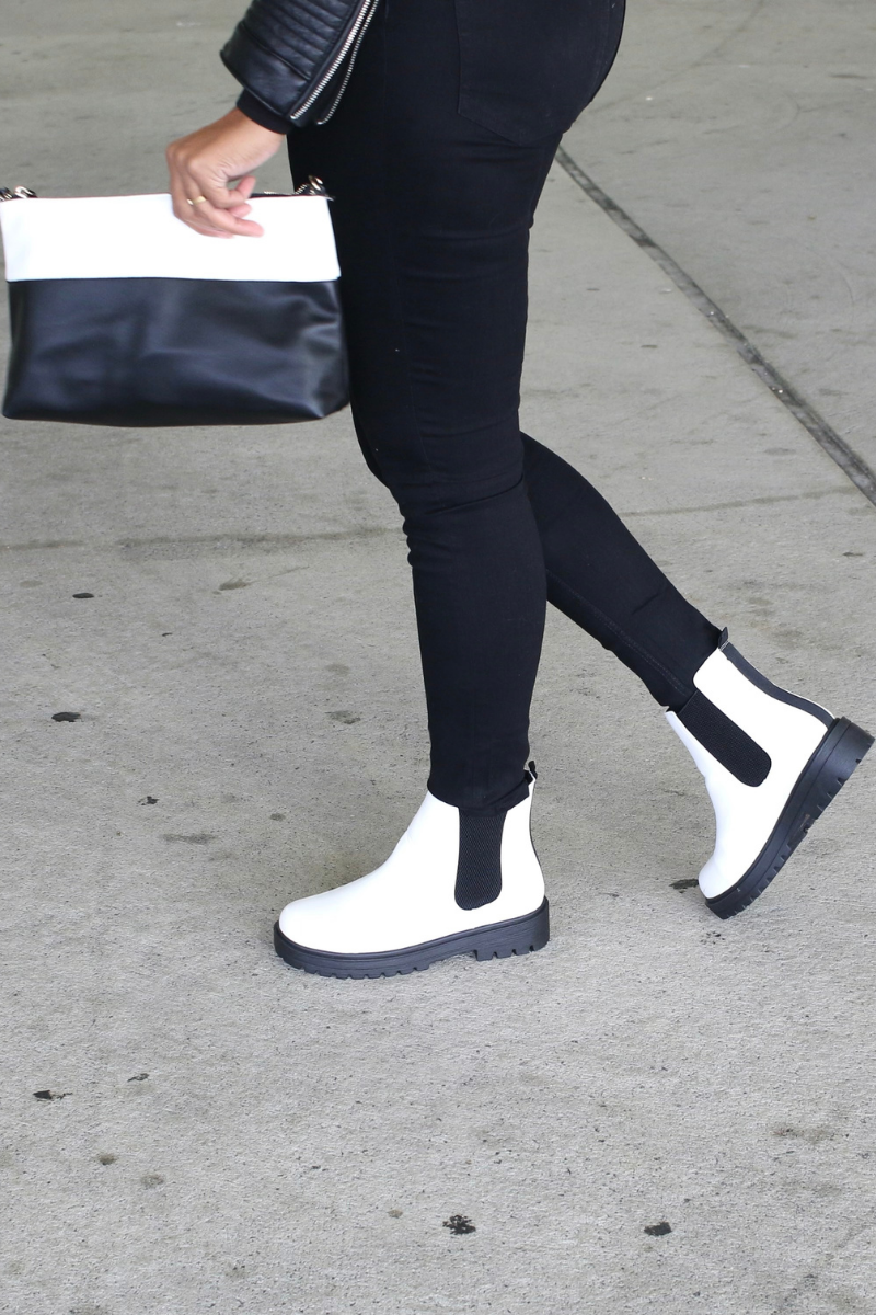 how to style white chelsea boots.