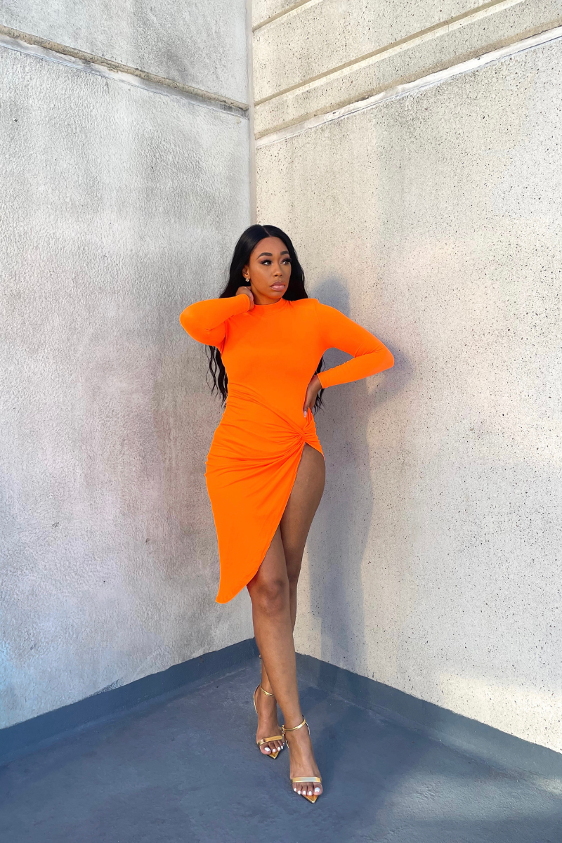 Sexy orange midi dress

